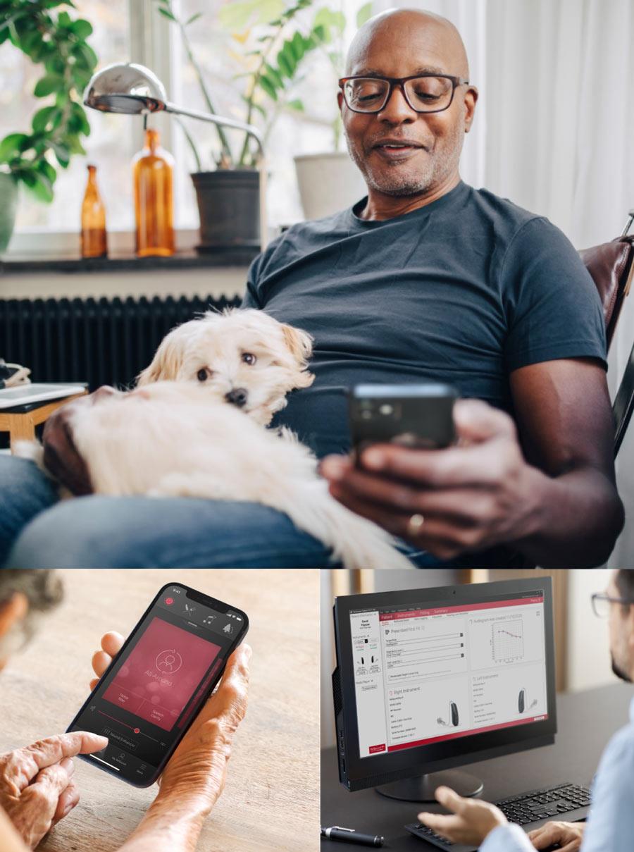 En ReSound Key-bruger der får support fra sin høreapparatspecialist via Remote Care